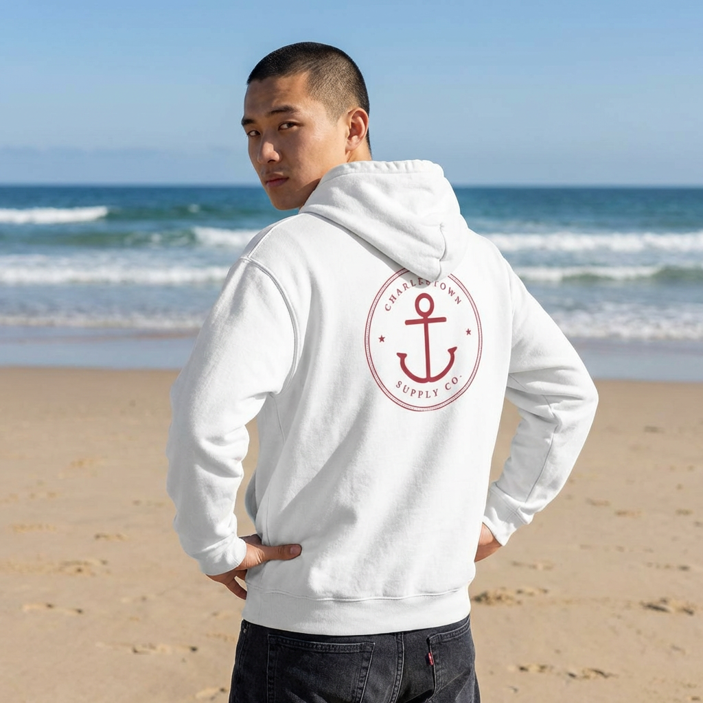 Charlestown Supply Co. Anchor Hoodie — Minimal Nautical Pullover